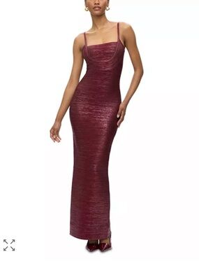 Herve Leger Gemma Burgundy Metallic Gown